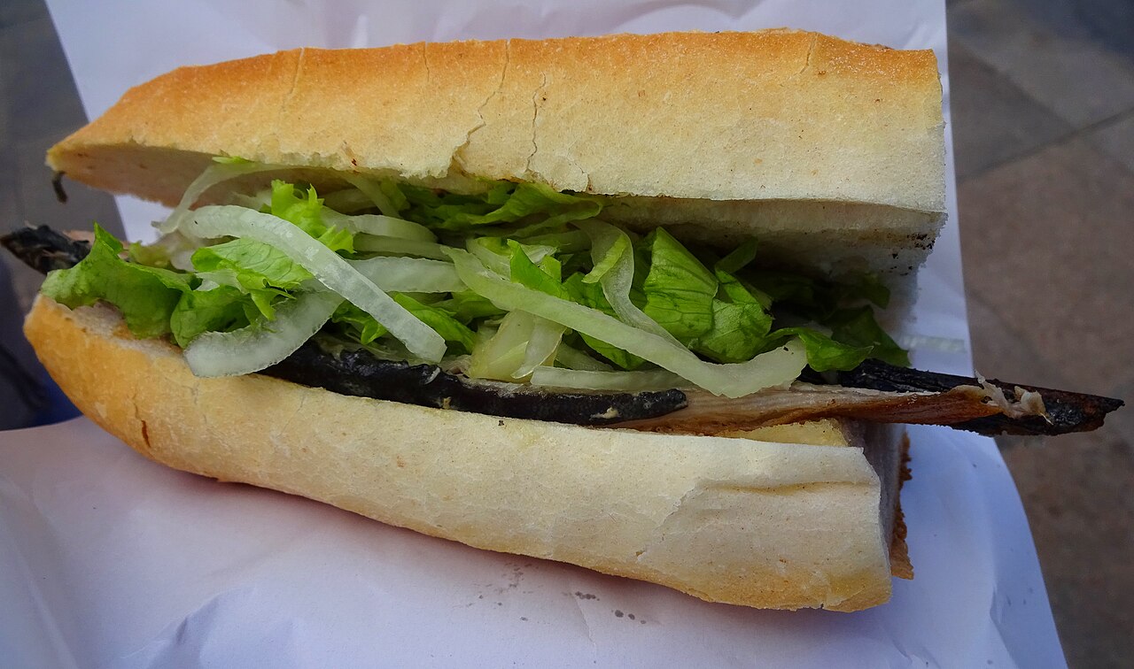 Fish sandwiches sold from a stall by the Galata Bridge in Istanbul