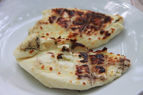 Slices of grilled halloumi cheese served in Cyprus
