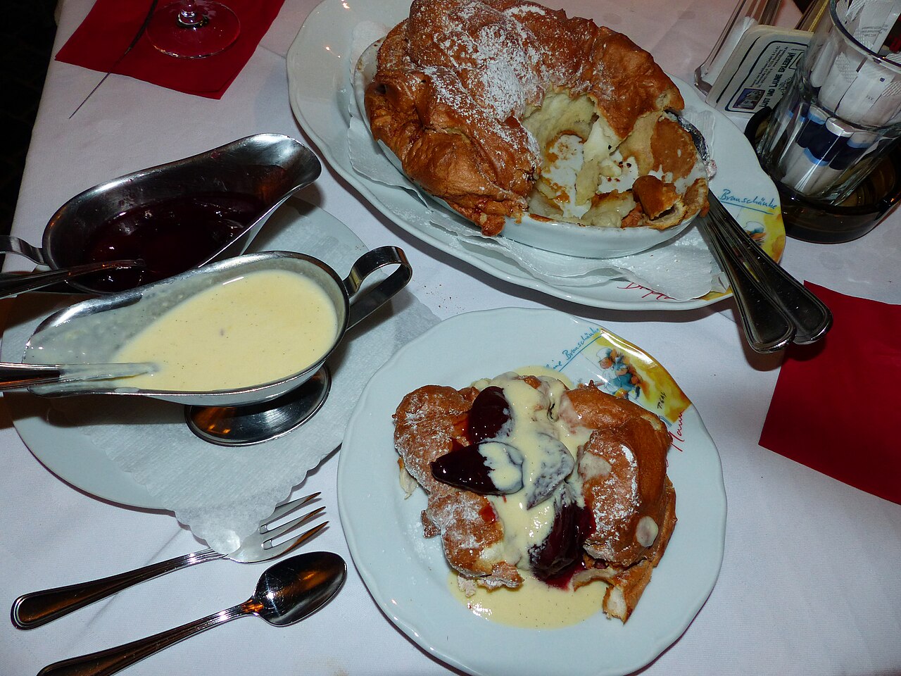 Salzburger Nockerl, the baked sweet soufflé, on a plate
