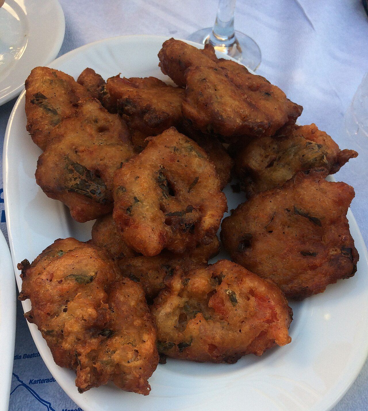 Tomato fritters, tomatokeftedes, a Santorini dish, on a plate